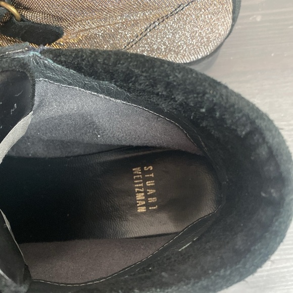 Stuart Weitzman Lug Sole Metallic Velcro Fit Bootie - Picture 3 of 11